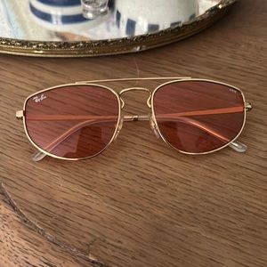 rayban evolve rose tone sunglasses
